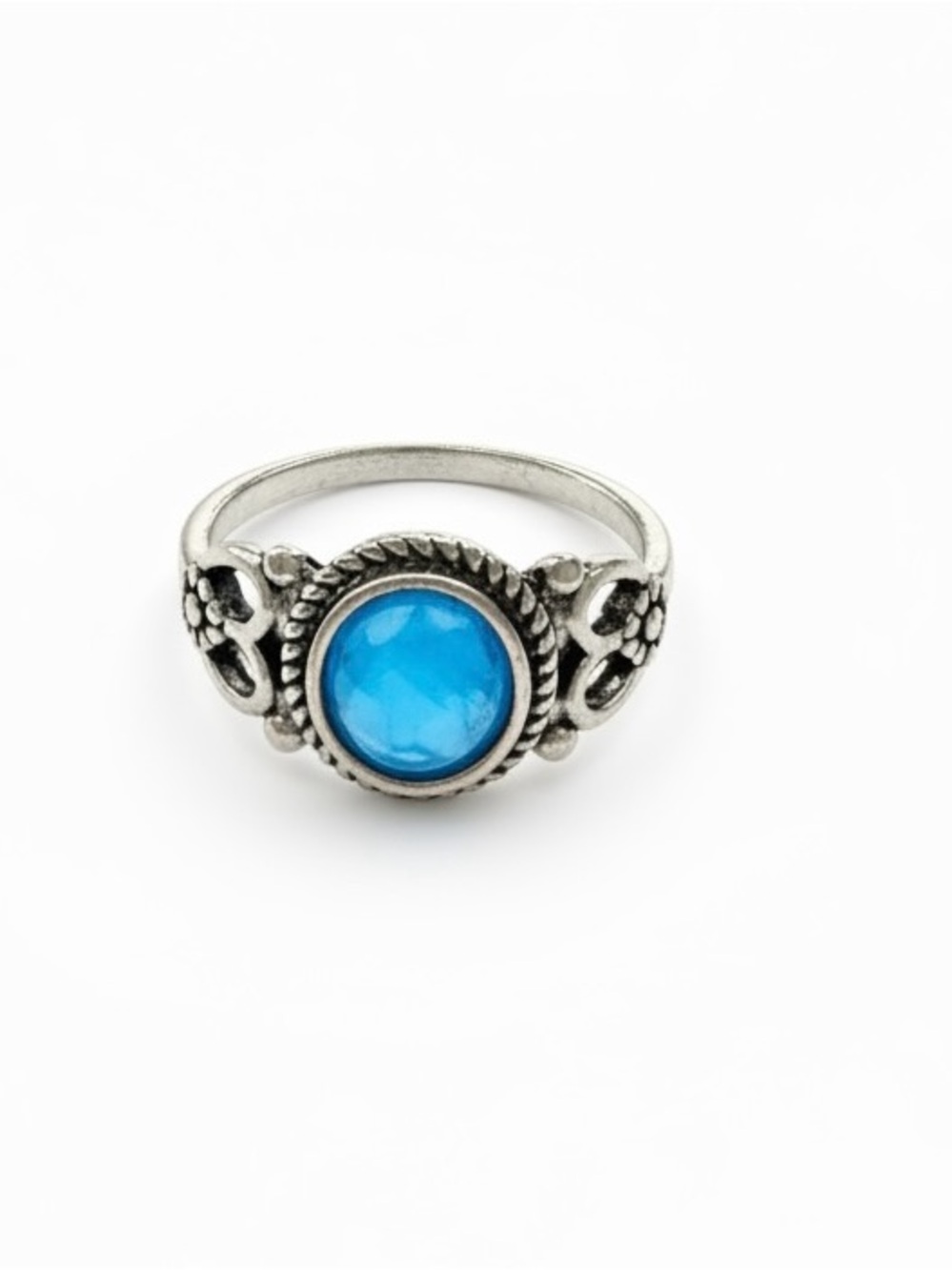 Boho Ring with Bright Blue Stone size 7